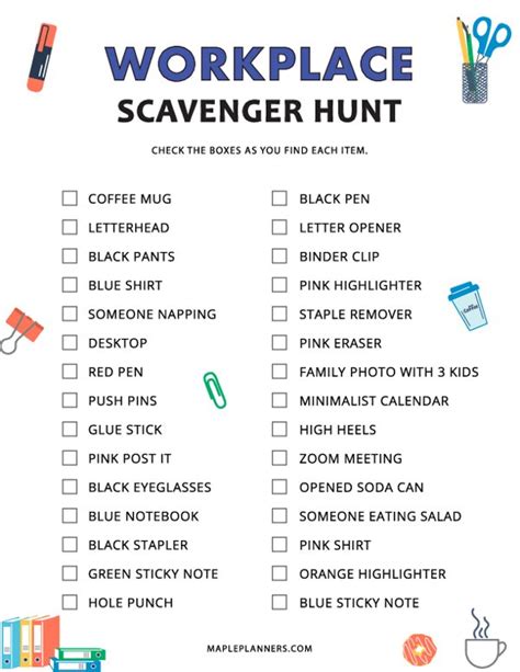 scavenger hunt fundraiser|workplace scavenger hunt ideas.